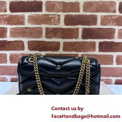 Gucci GG Marmont small shoulder bag 443497 Leather Black with small Double G studs 2024