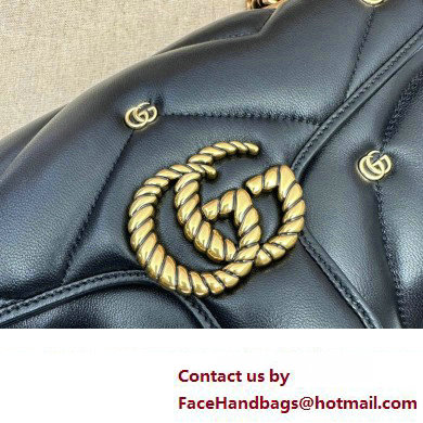 Gucci GG Marmont small shoulder bag 443497 Leather Black with small Double G studs 2024