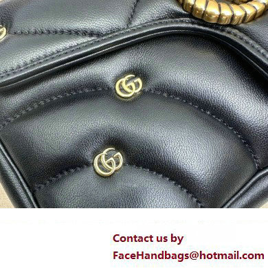 Gucci GG Marmont small shoulder bag 443497 Leather Black with small Double G studs 2024