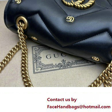 Gucci GG Marmont small shoulder bag 443497 Leather Black with small Double G studs 2024