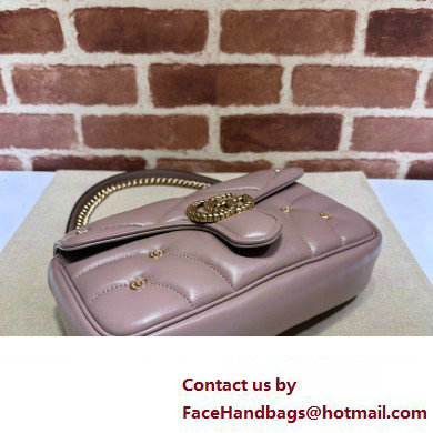 Gucci GG Marmont small shoulder bag 443497 Leather Nude Pink with small Double G studs 2024