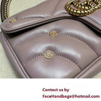 Gucci GG Marmont small shoulder bag 443497 Leather Nude Pink with small Double G studs 2024