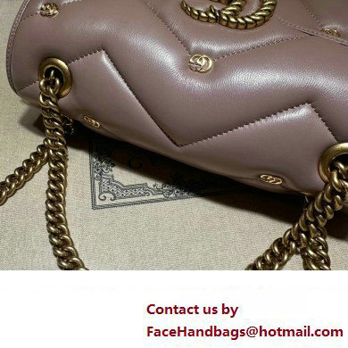 Gucci GG Marmont small shoulder bag 443497 Leather Nude Pink with small Double G studs 2024