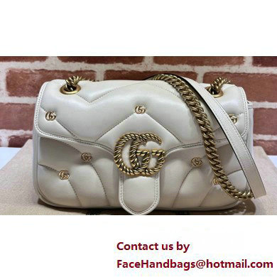 Gucci GG Marmont small shoulder bag 443497 Leather White with small Double G studs 2024