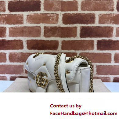 Gucci GG Marmont small shoulder bag 443497 Leather White with small Double G studs 2024