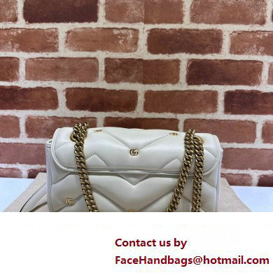 Gucci GG Marmont small shoulder bag 443497 Leather White with small Double G studs 2024