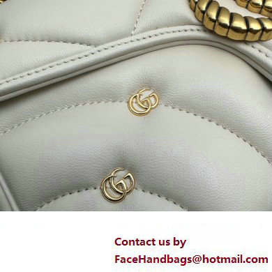 Gucci GG Marmont small shoulder bag 443497 Leather White with small Double G studs 2024