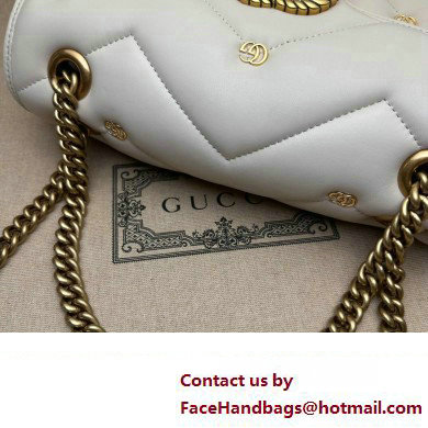 Gucci GG Marmont small shoulder bag 443497 Leather White with small Double G studs 2024