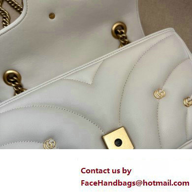 Gucci GG Marmont small shoulder bag 443497 Leather White with small Double G studs 2024