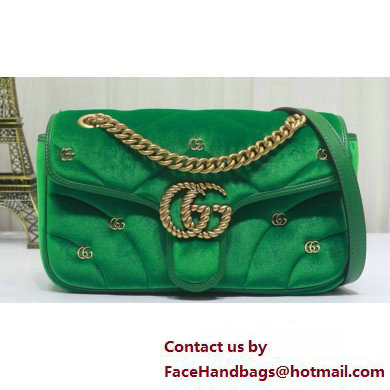 Gucci GG Marmont small shoulder bag 443497 velvet Green with small Double G studs 2024