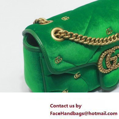 Gucci GG Marmont small shoulder bag 443497 velvet Green with small Double G studs 2024