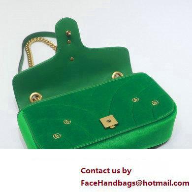 Gucci GG Marmont small shoulder bag 443497 velvet Green with small Double G studs 2024