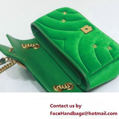 Gucci GG Marmont small shoulder bag 443497 velvet Green with small Double G studs 2024