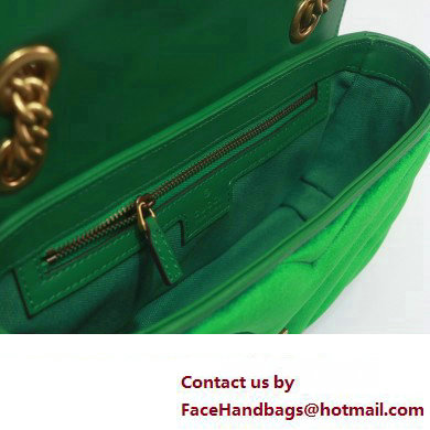 Gucci GG Marmont small shoulder bag 443497 velvet Green with small Double G studs 2024