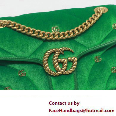 Gucci GG Marmont small shoulder bag 443497 velvet Green with small Double G studs 2024