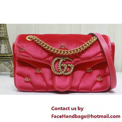 Gucci GG Marmont small shoulder bag 443497 velvet Pink with small Double G studs 2024