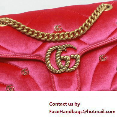 Gucci GG Marmont small shoulder bag 443497 velvet Pink with small Double G studs 2024