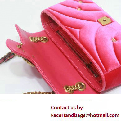 Gucci GG Marmont small shoulder bag 443497 velvet Pink with small Double G studs 2024