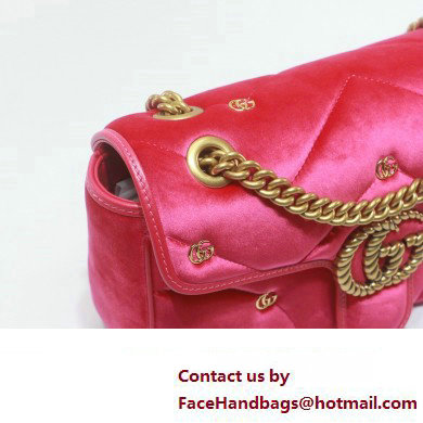 Gucci GG Marmont small shoulder bag 443497 velvet Pink with small Double G studs 2024