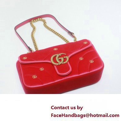 Gucci GG Marmont small shoulder bag 443497 velvet Pink with small Double G studs 2024