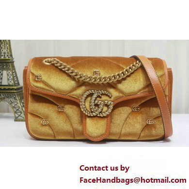 Gucci GG Marmont small shoulder bag 443497 velvet Yellow with small Double G studs 2024