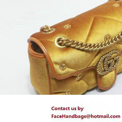 Gucci GG Marmont small shoulder bag 443497 velvet Yellow with small Double G studs 2024