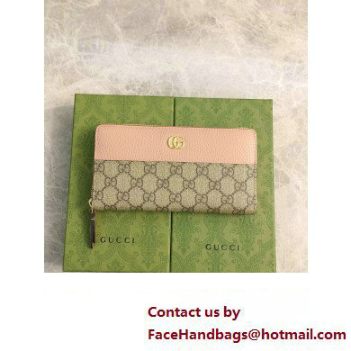 Gucci GG Marmont zip around wallet 456117 Pink