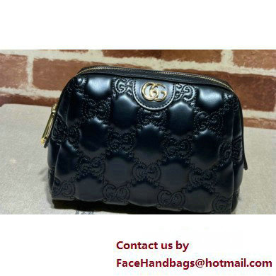 Gucci GG Matelasse beauty case bag 726047 Leather Black - Click Image to Close