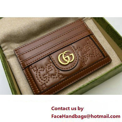 Gucci GG Matelasse card case 723790 in Brown leather