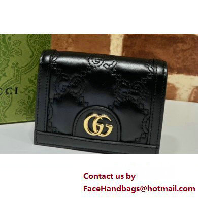 Gucci GG Matelasse card case Wallet 723786 in Black leather