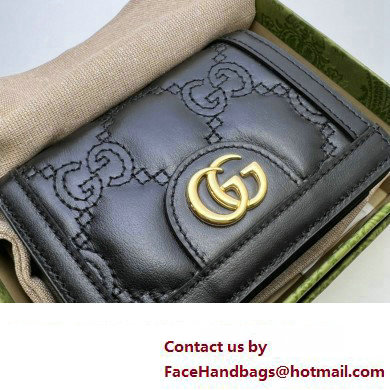 Gucci GG Matelasse card case Wallet 723786 in Black leather