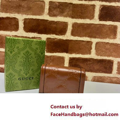 Gucci GG Matelasse card case Wallet 723786 in Brown leather