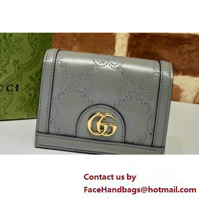 Gucci GG Matelasse card case Wallet 723786 in Gray leather