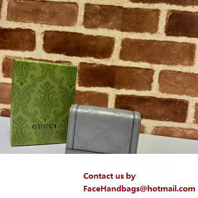 Gucci GG Matelasse card case Wallet 723786 in Gray leather