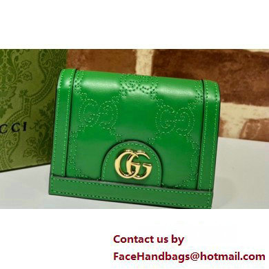 Gucci GG Matelasse card case Wallet 723786 in Green leather