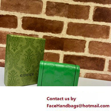 Gucci GG Matelasse card case Wallet 723786 in Green leather