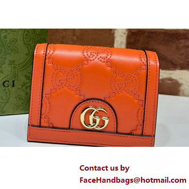 Gucci GG Matelasse card case Wallet 723786 in Orange leather