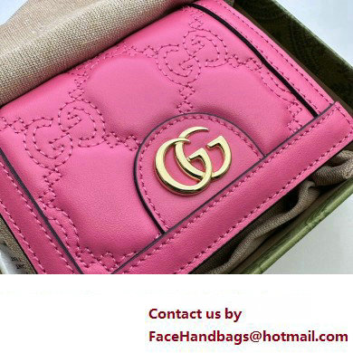 Gucci GG Matelasse card case Wallet 723786 in Pink leather