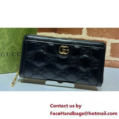 Gucci GG Matelasse zip-around wallet 723784 in Black leather