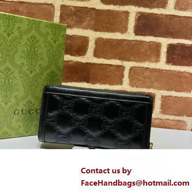 Gucci GG Matelasse zip-around wallet 723784 in Black leather