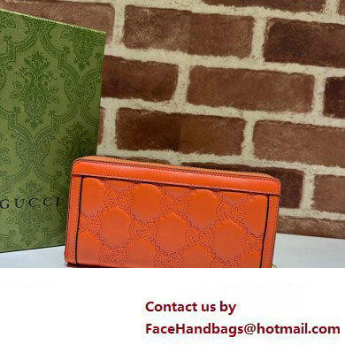 Gucci GG Matelasse zip-around wallet 723784 in Orange leather