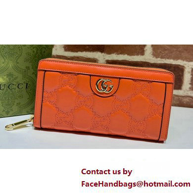 Gucci GG Matelasse zip-around wallet 723784 in Orange leather