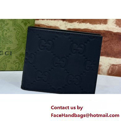 Gucci GG rubber-effect Bi-fold wallet 771311 in Black leather - Click Image to Close