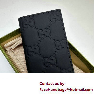 Gucci GG rubber-effect Long Card Case 771317 in Black leather