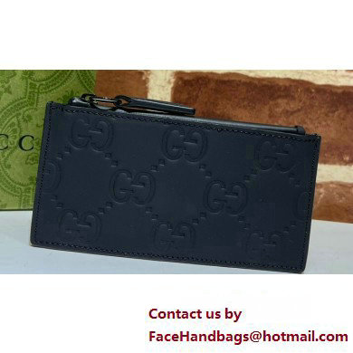 Gucci GG rubber-effect zip Card Case 771314 in Black leather - Click Image to Close