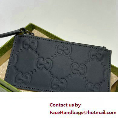 Gucci GG rubber-effect zip Card Case 771314 in Black leather