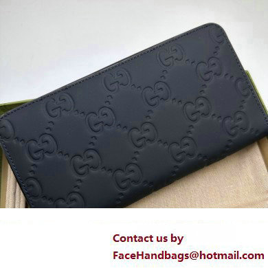 Gucci GG rubber-effect zip around wallet 771421 in Black leather