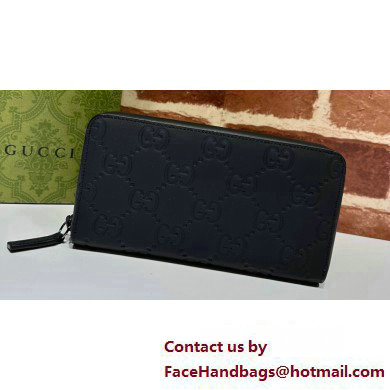 Gucci GG rubber-effect zip around wallet 771421 in Black leather