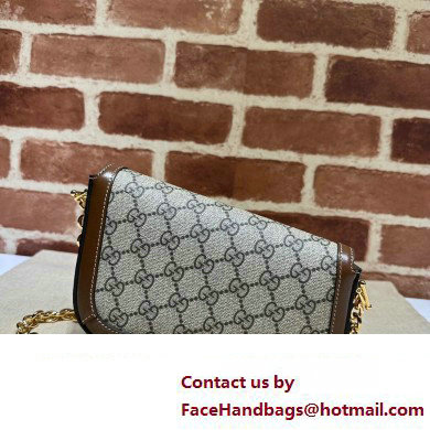 Gucci Horsebit 1955 Mini shoulder bag 774209 Beige and ebony GG Supreme canvas with Brown Demetra trim