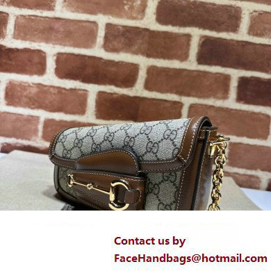 Gucci Horsebit 1955 Mini shoulder bag 774209 Beige and ebony GG Supreme canvas with Brown Demetra trim